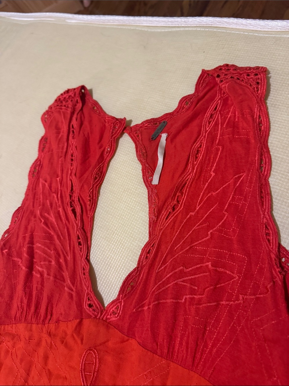 Free People Red and Orange Floral Backless Dress - Picture 2 of 5
